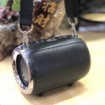 Wholesale Aluminum Drum Style Portable Bluetooth Speaker with Carry Strap S518 (Black)